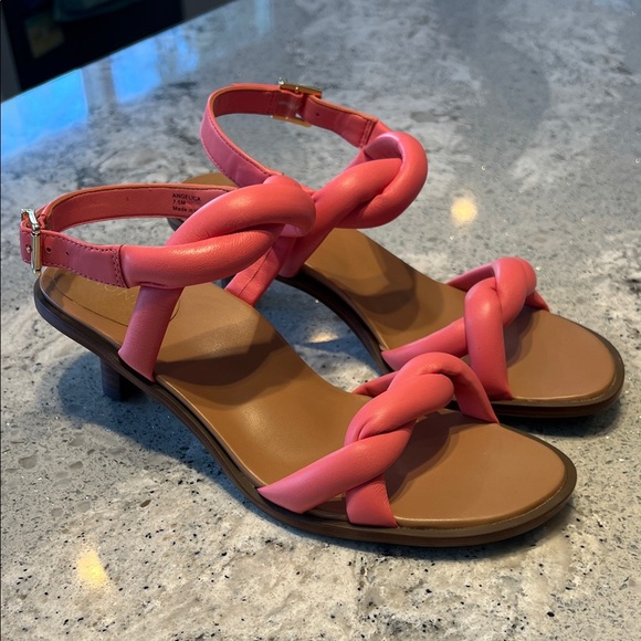 NWOB Vionic Angelica Pink Braided Kitten Heel Sandals - Picture 1 of 9